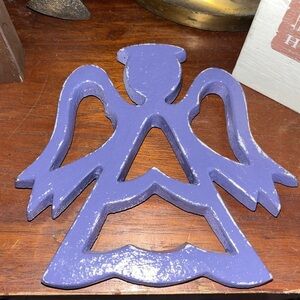 Vintage Upcycled Cast Iron 5” Angel Trivet/Coaster/Wall Hanging